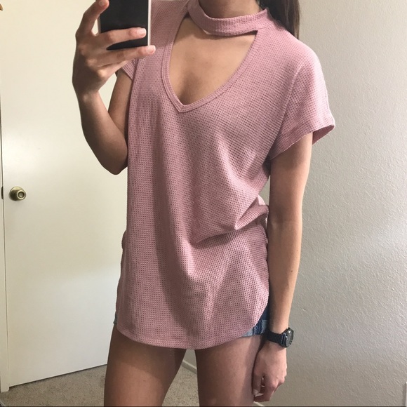 Rose Choker Waffle Knit Top - Picture 3 of 8