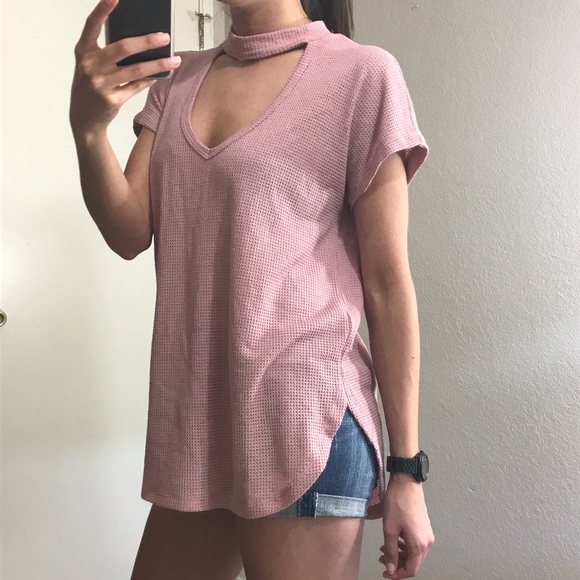 Rose Choker Waffle Knit Top - Picture 6 of 8