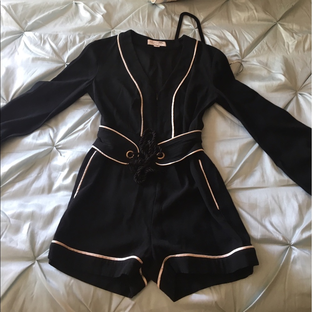 Super Rachel Zoe Zipper Front Tie @ Waist Romper!