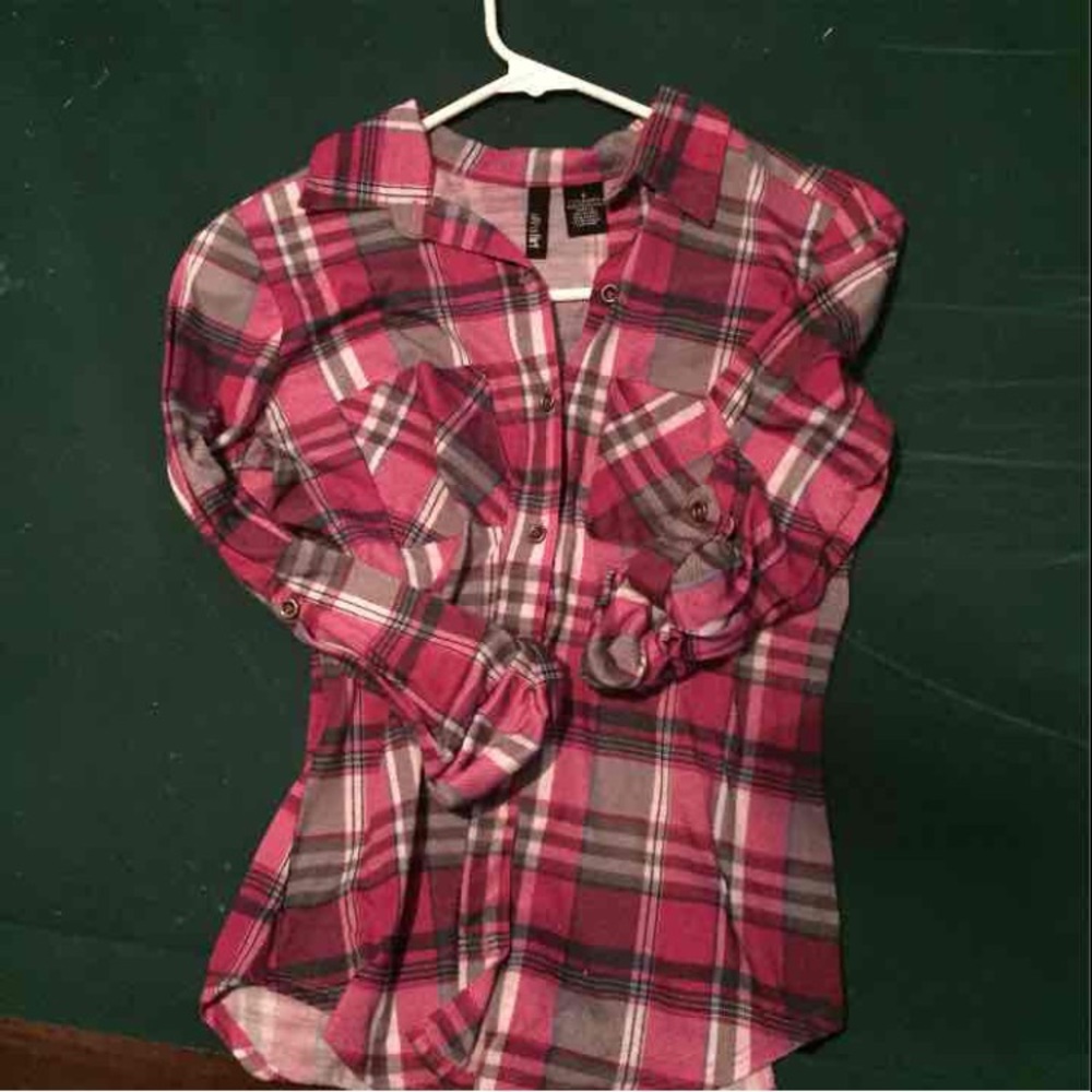 Pink button down shirt