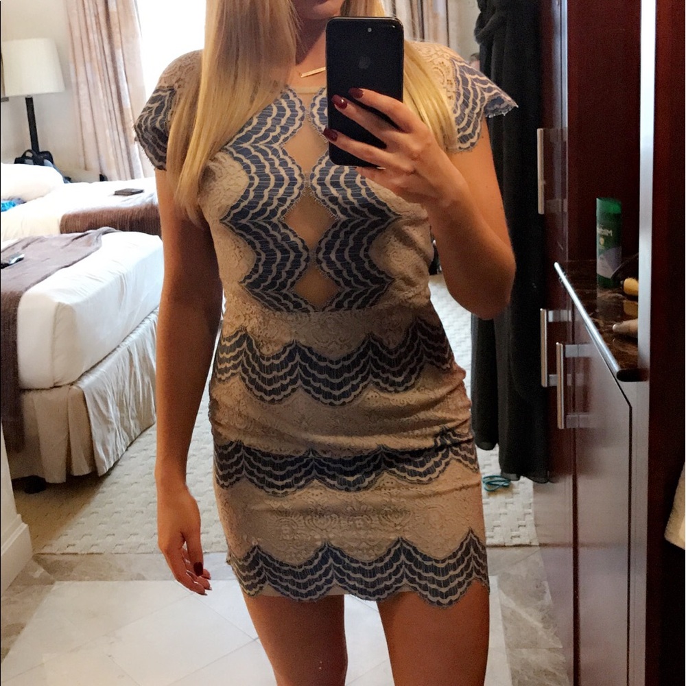 Blue and Cream Lace Dress