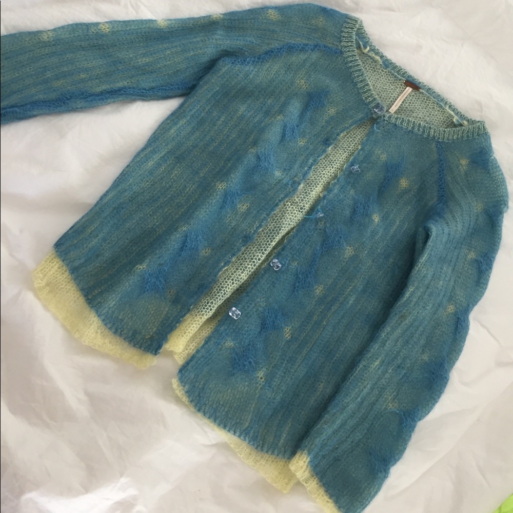 Free People Blue and yellow Sweater