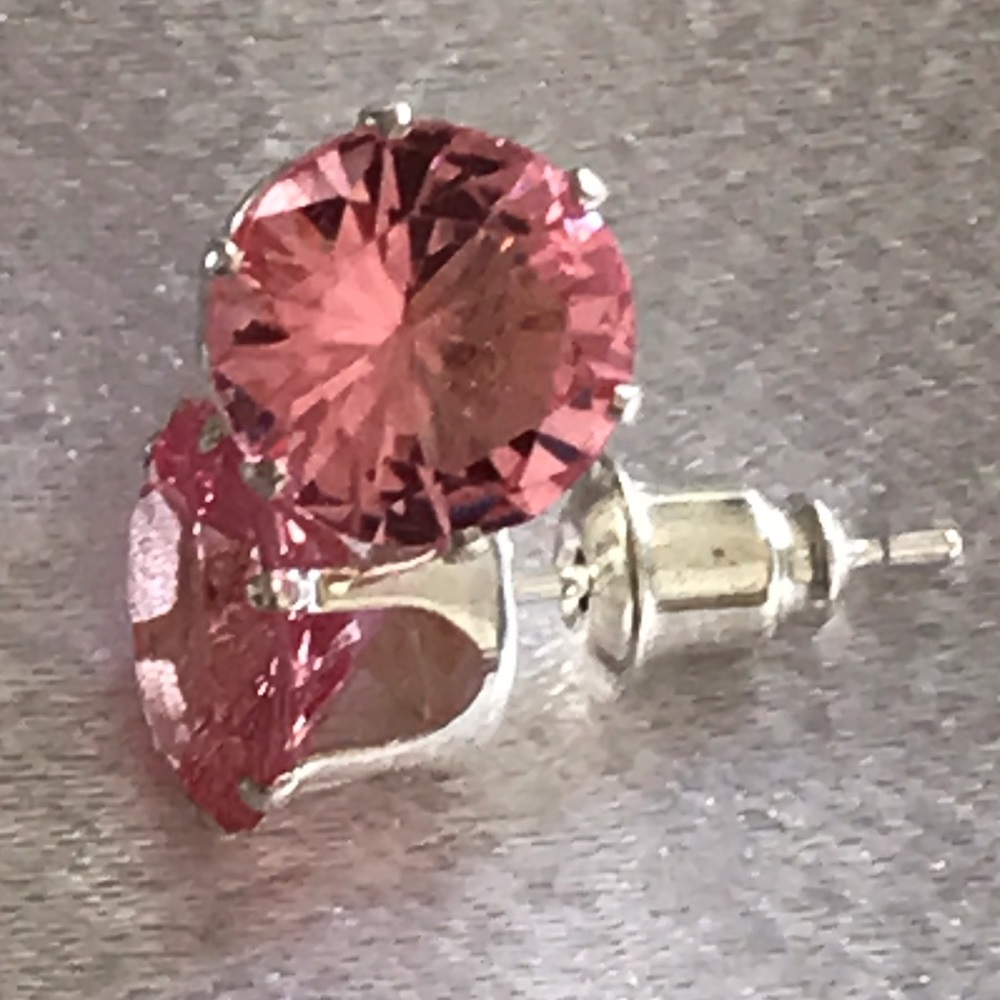 Baby Pink Zircon earrings silver plated.
