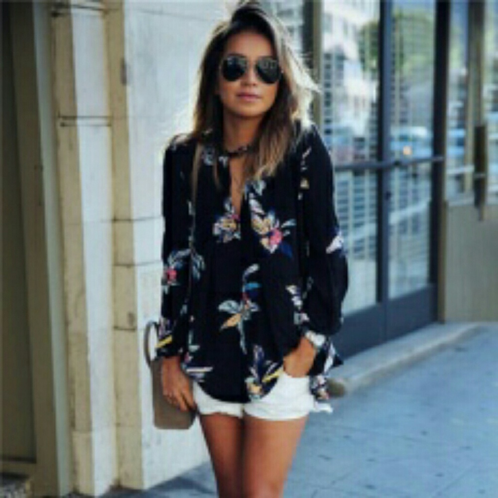 Sheer long sleeve chiffon top