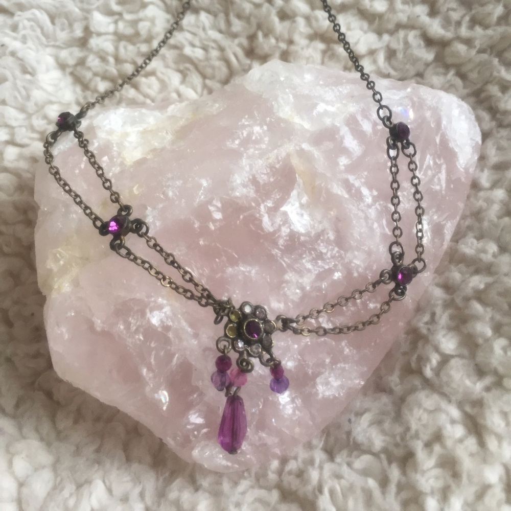 SOLD Pink beaded flower choker