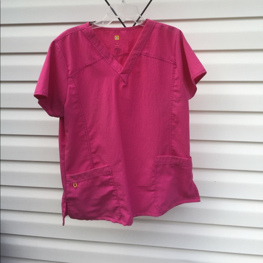 Pink women's scrub top - large