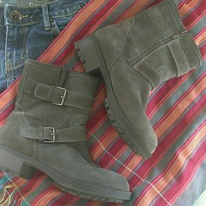 Sam Edelman gray leather buckle boots size 3 Troy