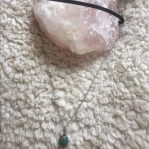 SOLD 2 in 1 black choker & silver chain pendant