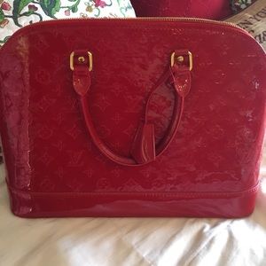 Red designer purse