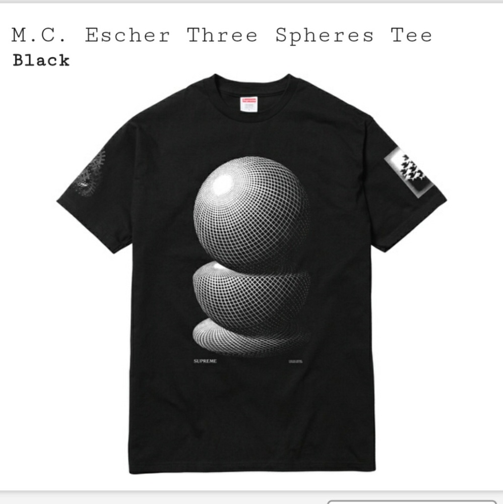 Supreme M. C. Escher three sphere t-shirt XL black