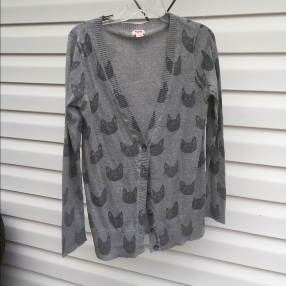 cat print cardigan
