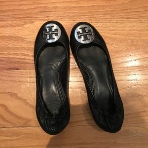 Tory Burch Black Reva Leather Flats