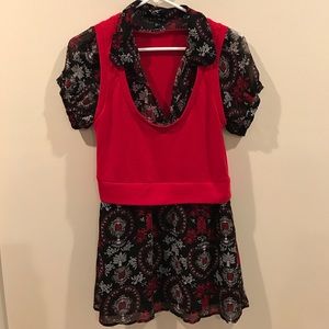 Attached vest-blouse