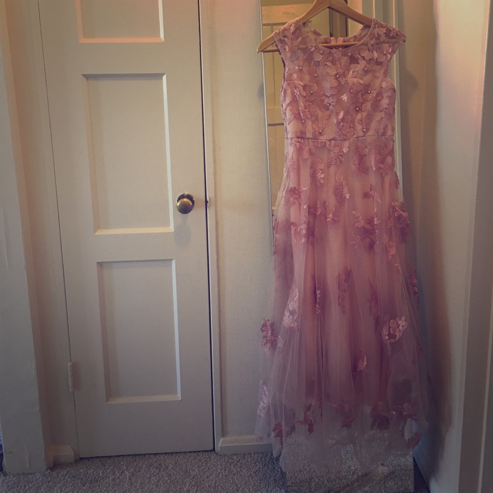 pink lace flower dress
