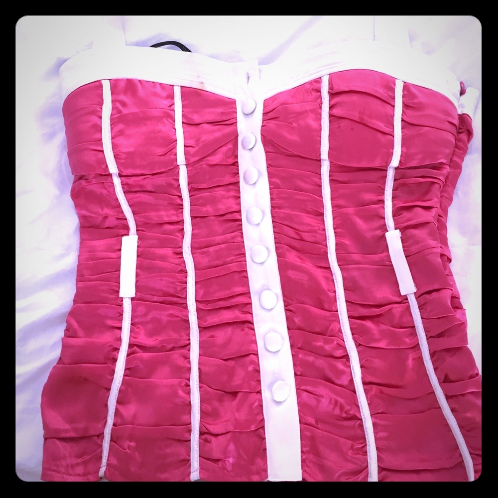 Pink And white Bebe Top