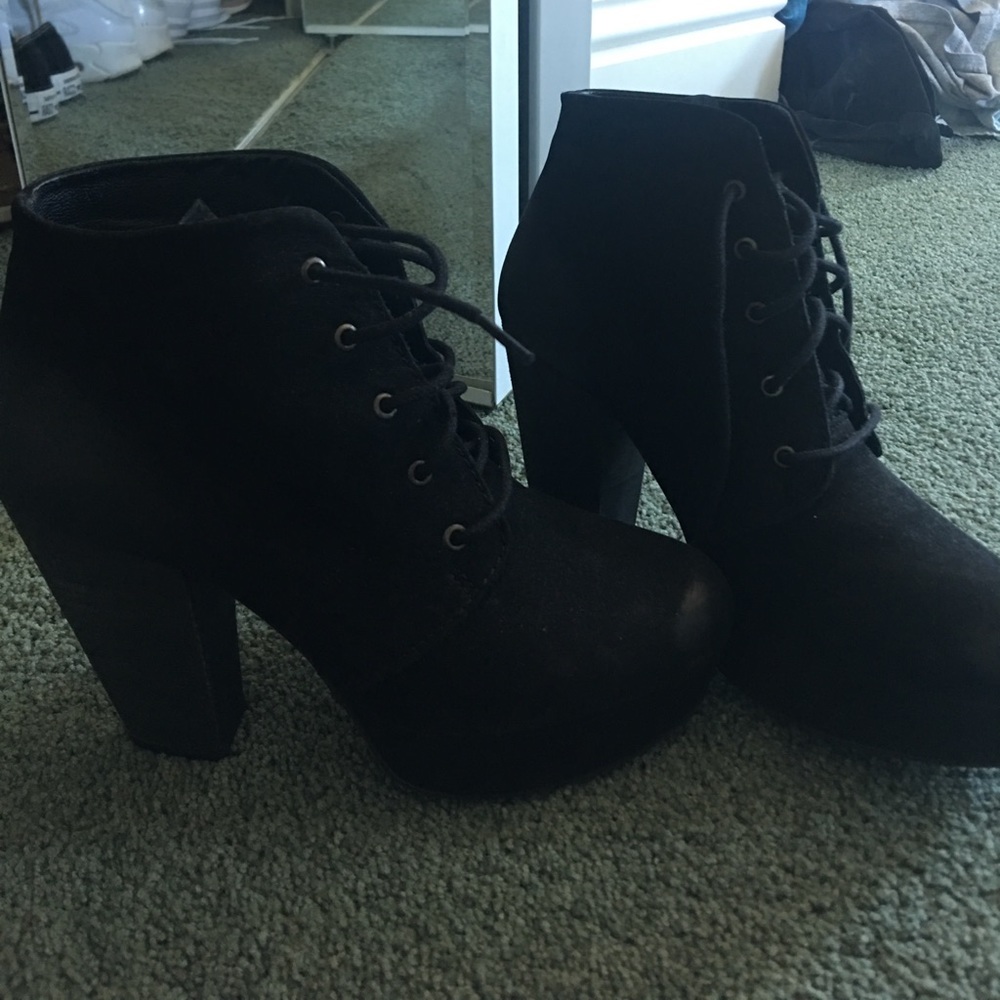 Black bootie heels