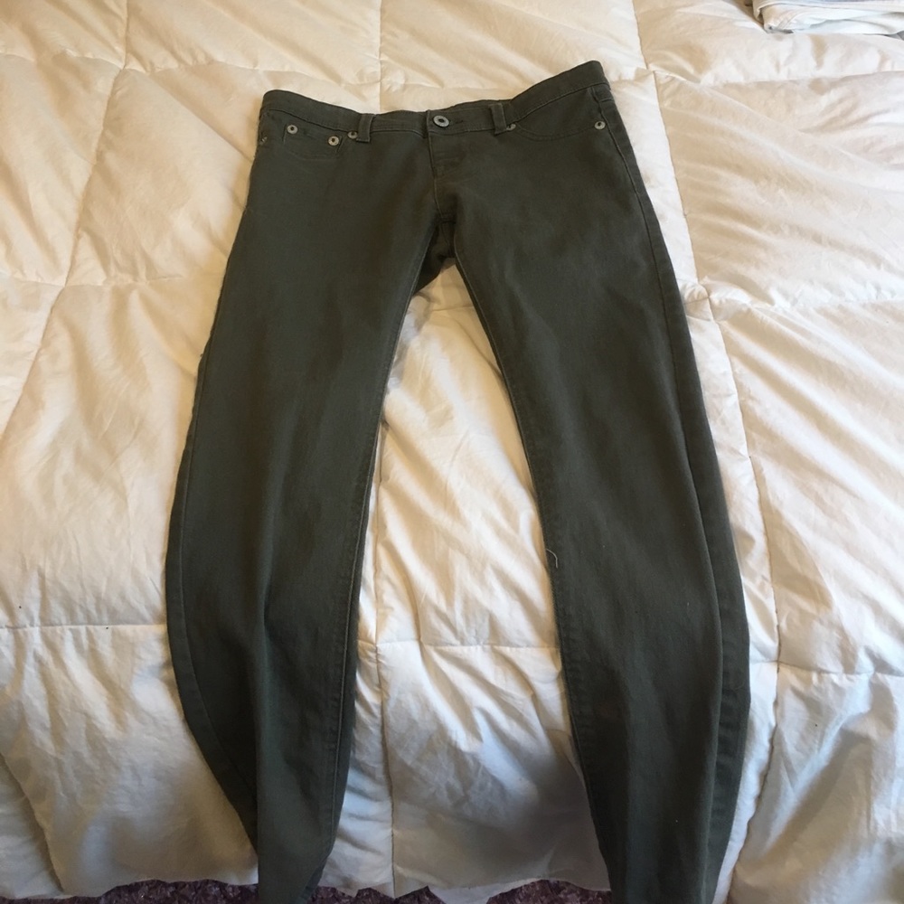Green skinny jeans