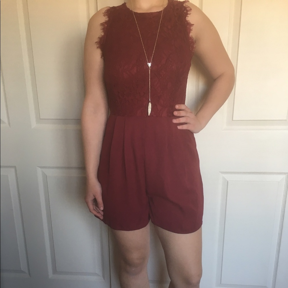 Floral burgundy romper