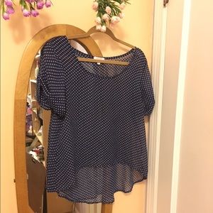 delia's polka dotted sheer high-low top