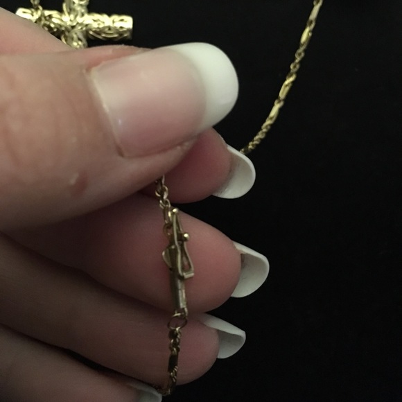 10k gold chain and 14k two tone cross necklace - Picture 8 of 8