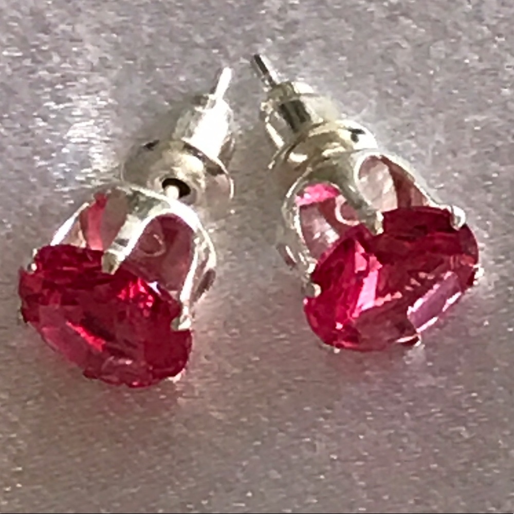 Pink Zircon earrings, silver plated.