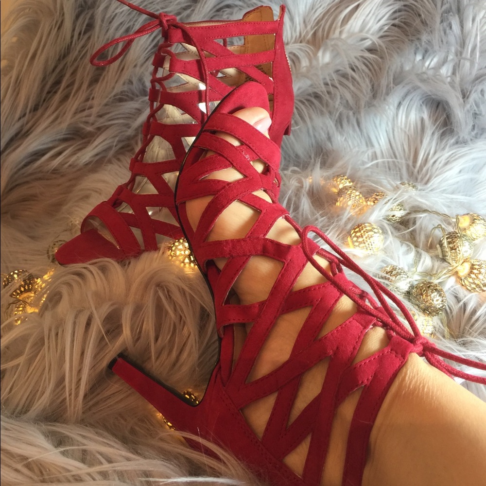 Lovely red suede Nine West heels.
