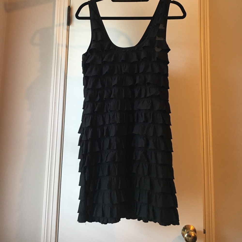 Ruffled black tank dress