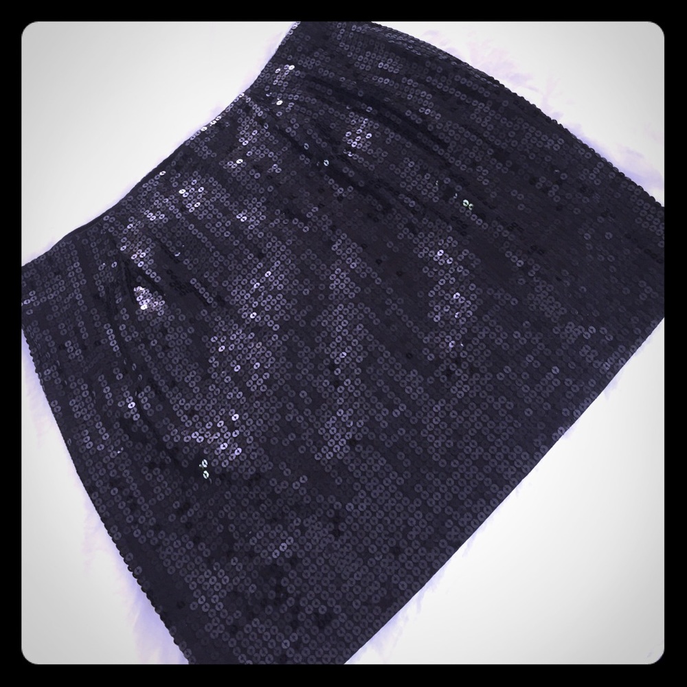 Black Sequined Mini Skirt