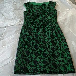 Green and Black Floral Tahari Dress