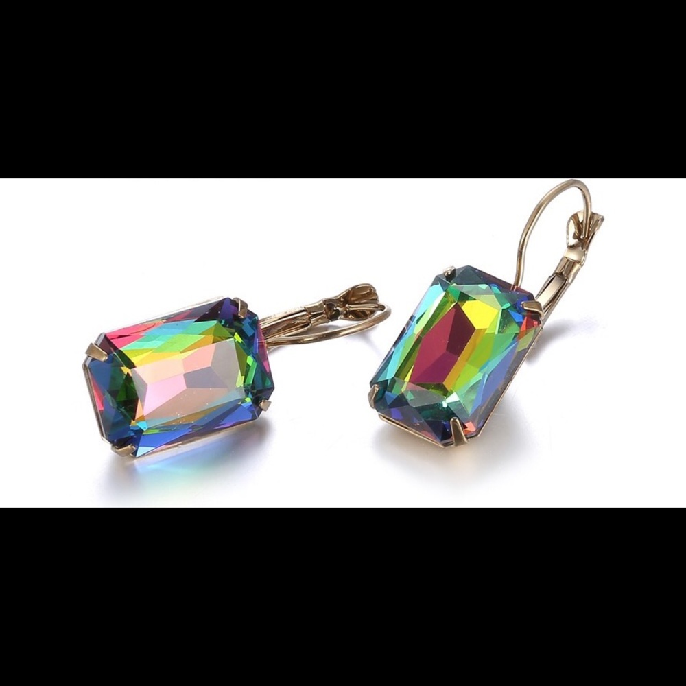 Bold Copper Multicolor Crystal Earrings