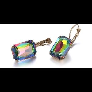 Bold Copper Multicolor Crystal Earrings