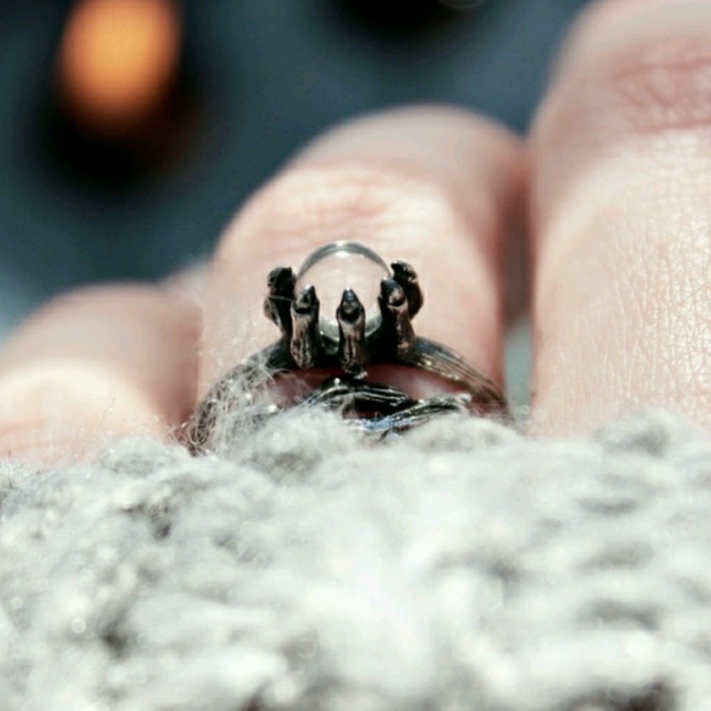 Creature of the forest crystal ball ring