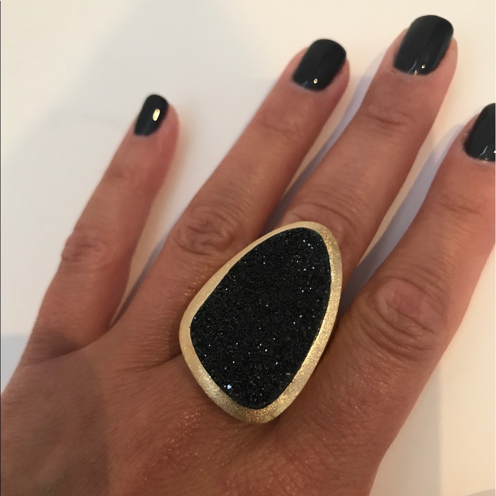 NEW!!! Rivka Friedman - bb140r Black Druzy Ring
