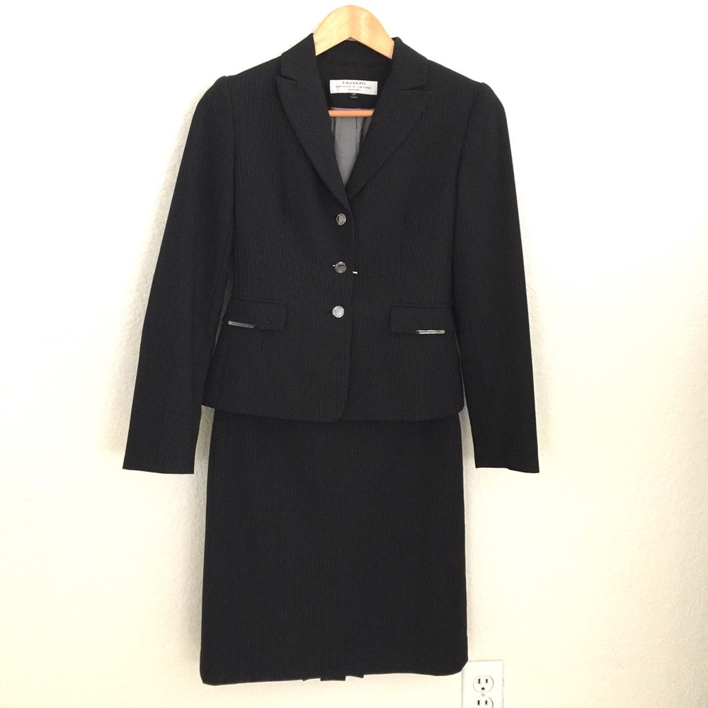 Tahari Arthur S. Levine pinstripe skirt and suit