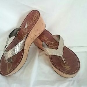 Sam Edelman cork n leather wedge sandals