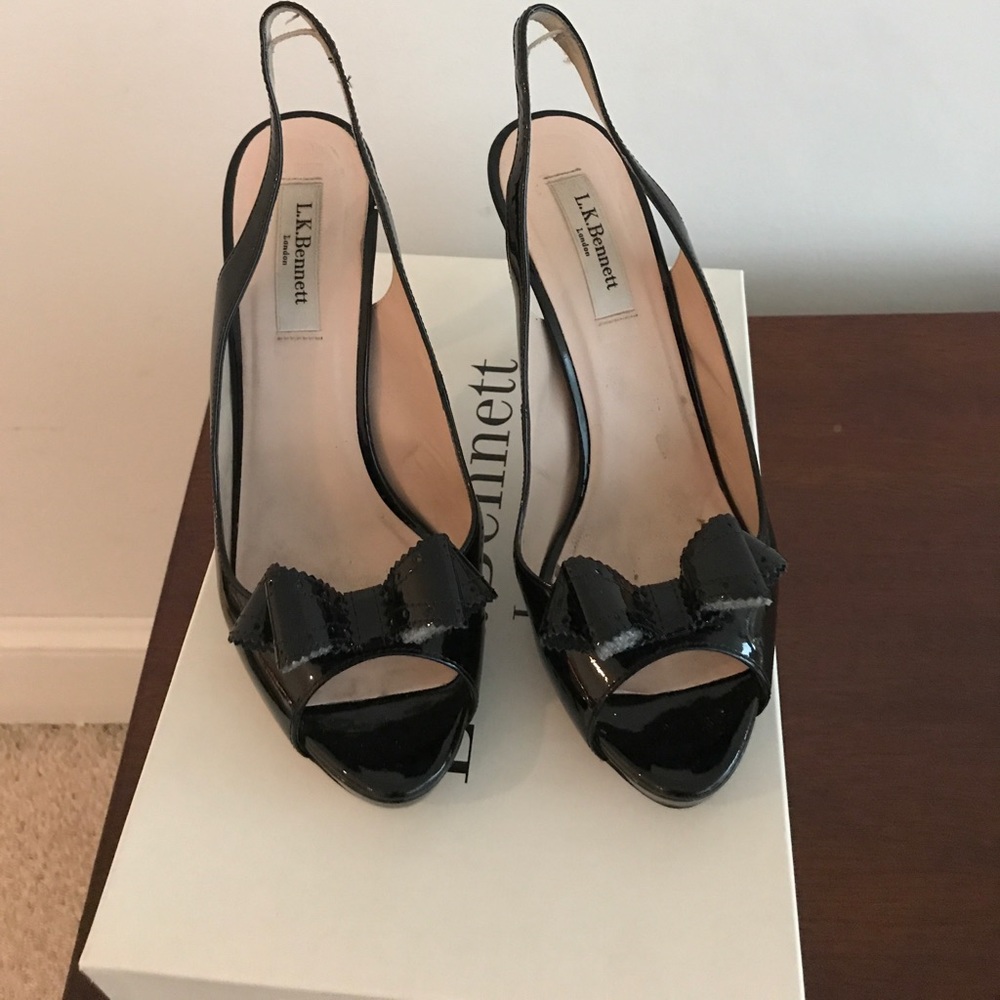 L.K. Bennett Pacific Black Patent Pump