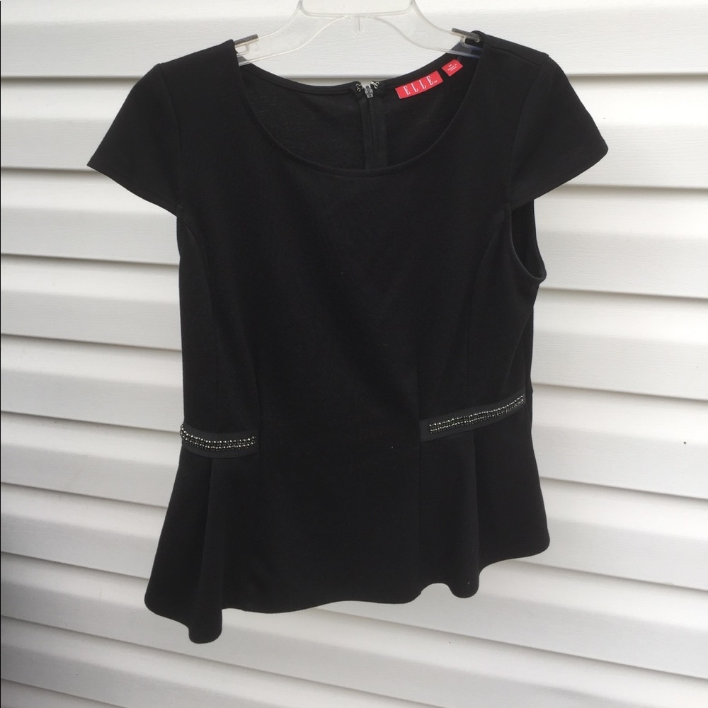 Puplum top with bead detail