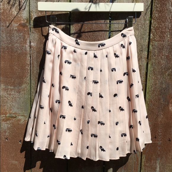 J. Crew Dresses & Skirts - J. Crew Skunk Print Pink Silk Pleated Mini Skirt 0