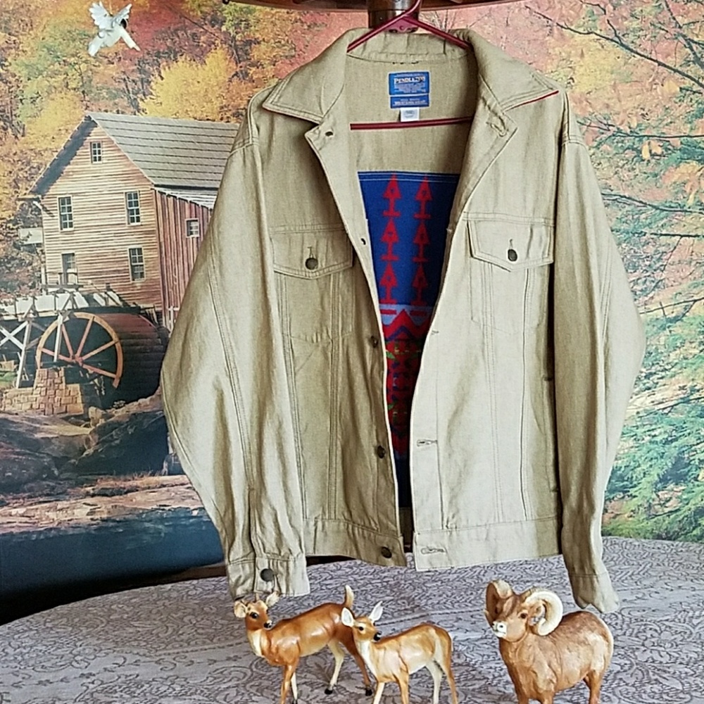 PENDLETON  WOOL LINED DENIM JACKET~NWOT~🎊3XHP🎊 - Picture 2 of 8
