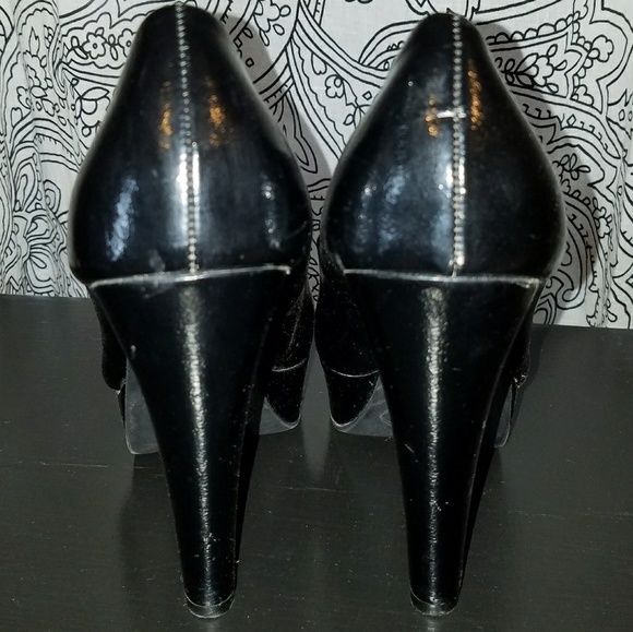 City Streets 'Coco' Black Platform Peep Toe 7 - Picture 4 of 5