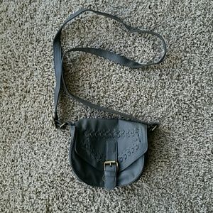 Gray cross body purse
