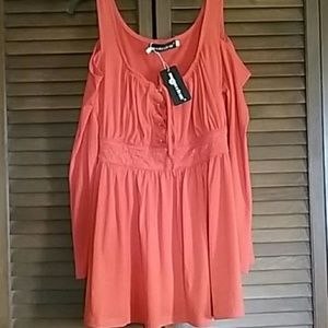 NWT Orange Cold Shoulder Top