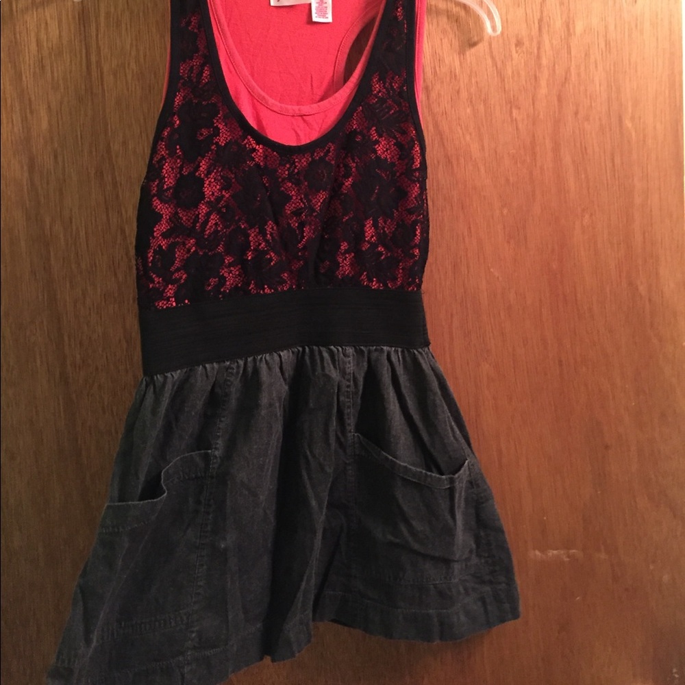 Pink and black lace dress