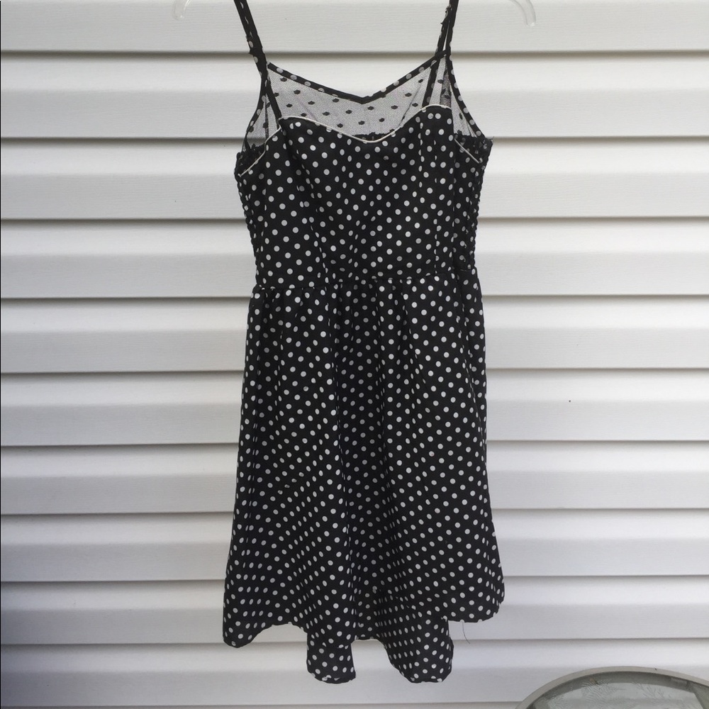 Polka dot black and white dress - M