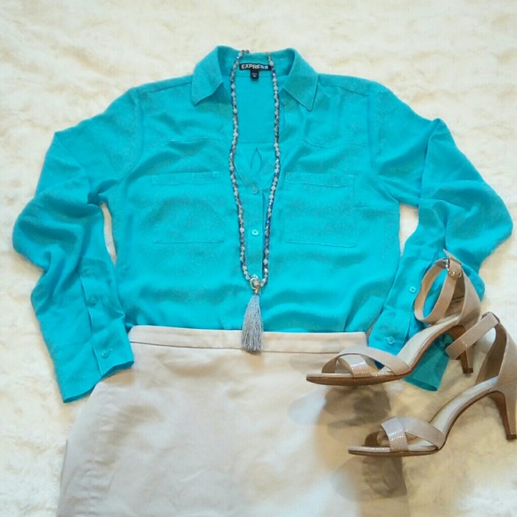 Express Tops - Aqua Express Portofino Blouse