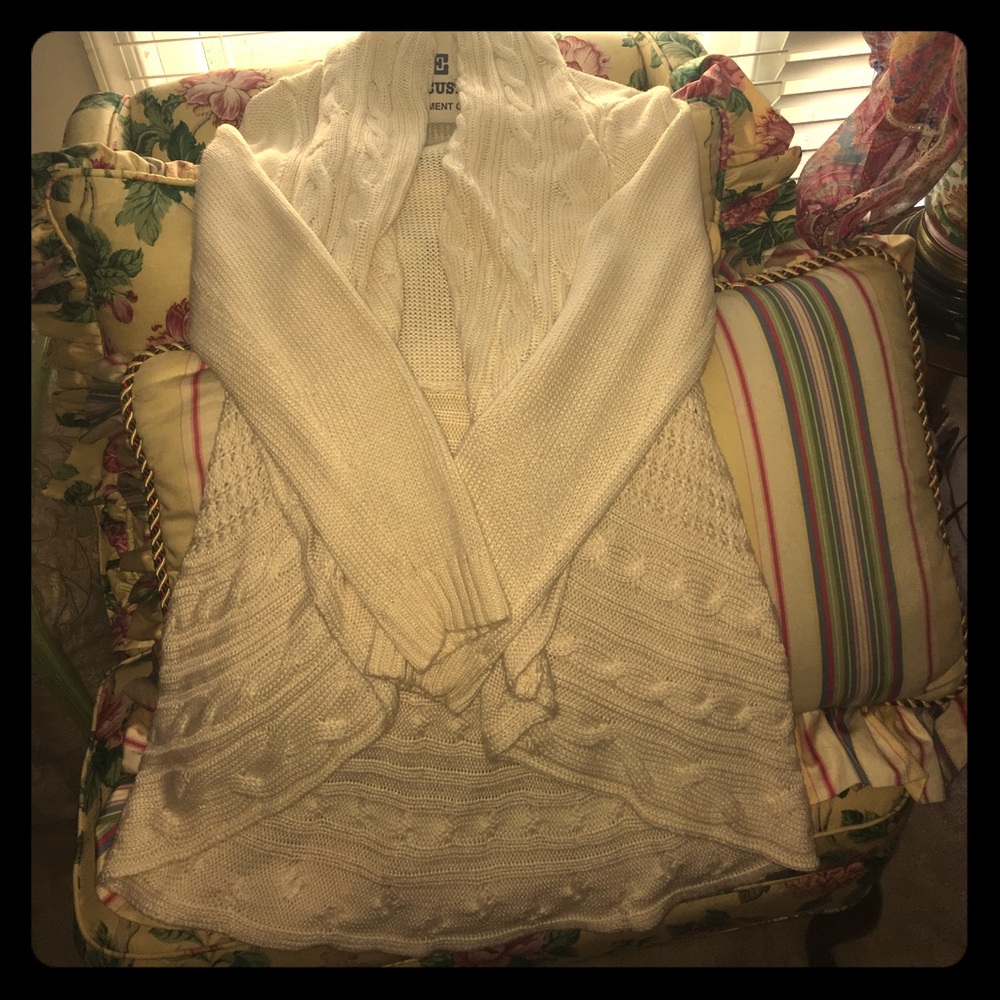 Winter White (mid-thigh length) Cardigan / Sweater