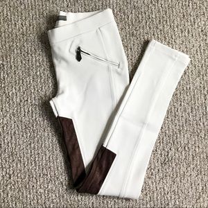 Zara Suede Side Trimmed Leggings Pants In White.