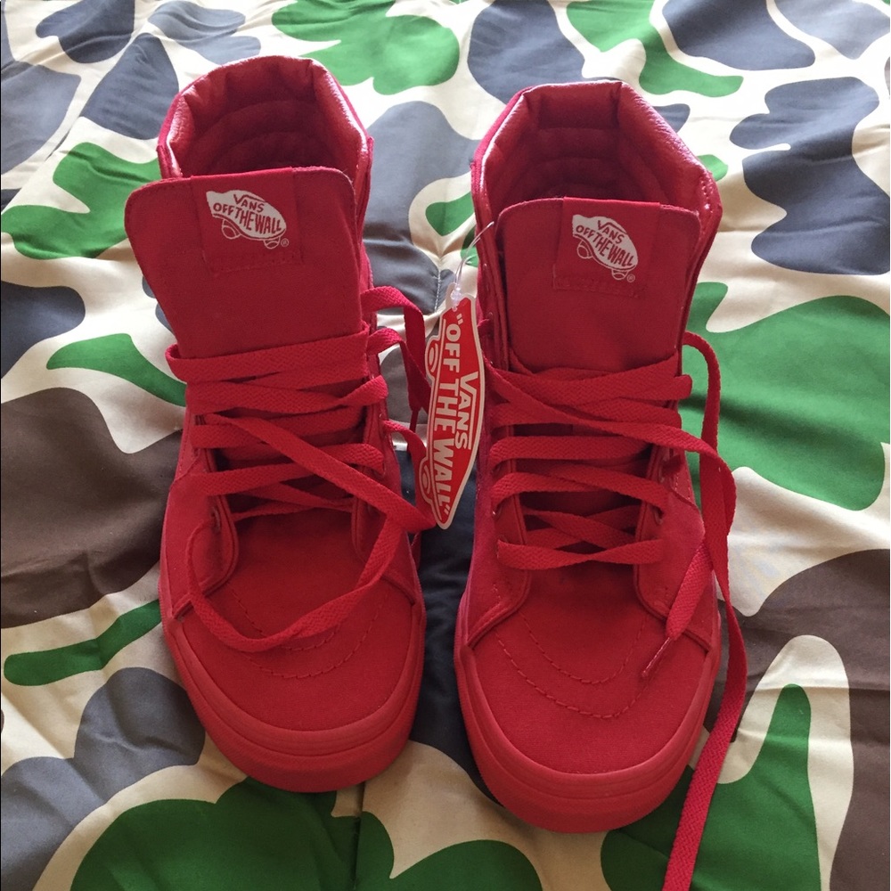 Red Vans off the wall. Worn once