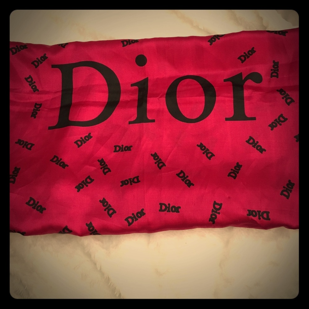 Used Dior scarf. Black and Magenta. $25