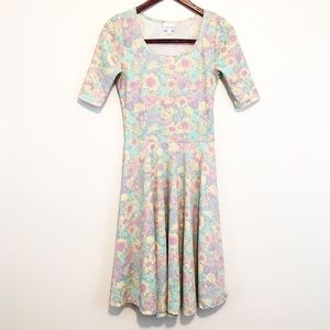 LAST CALL•• Lularoe Nicole Pastel Floral Dress